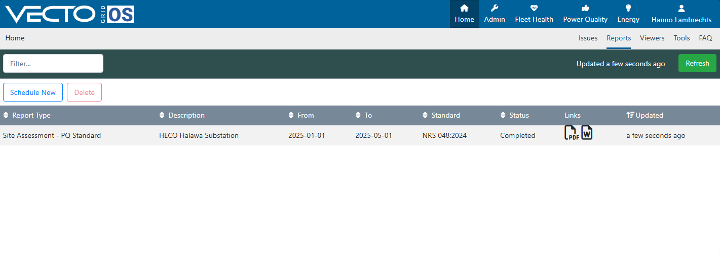 VGOS Reports Screenshot
