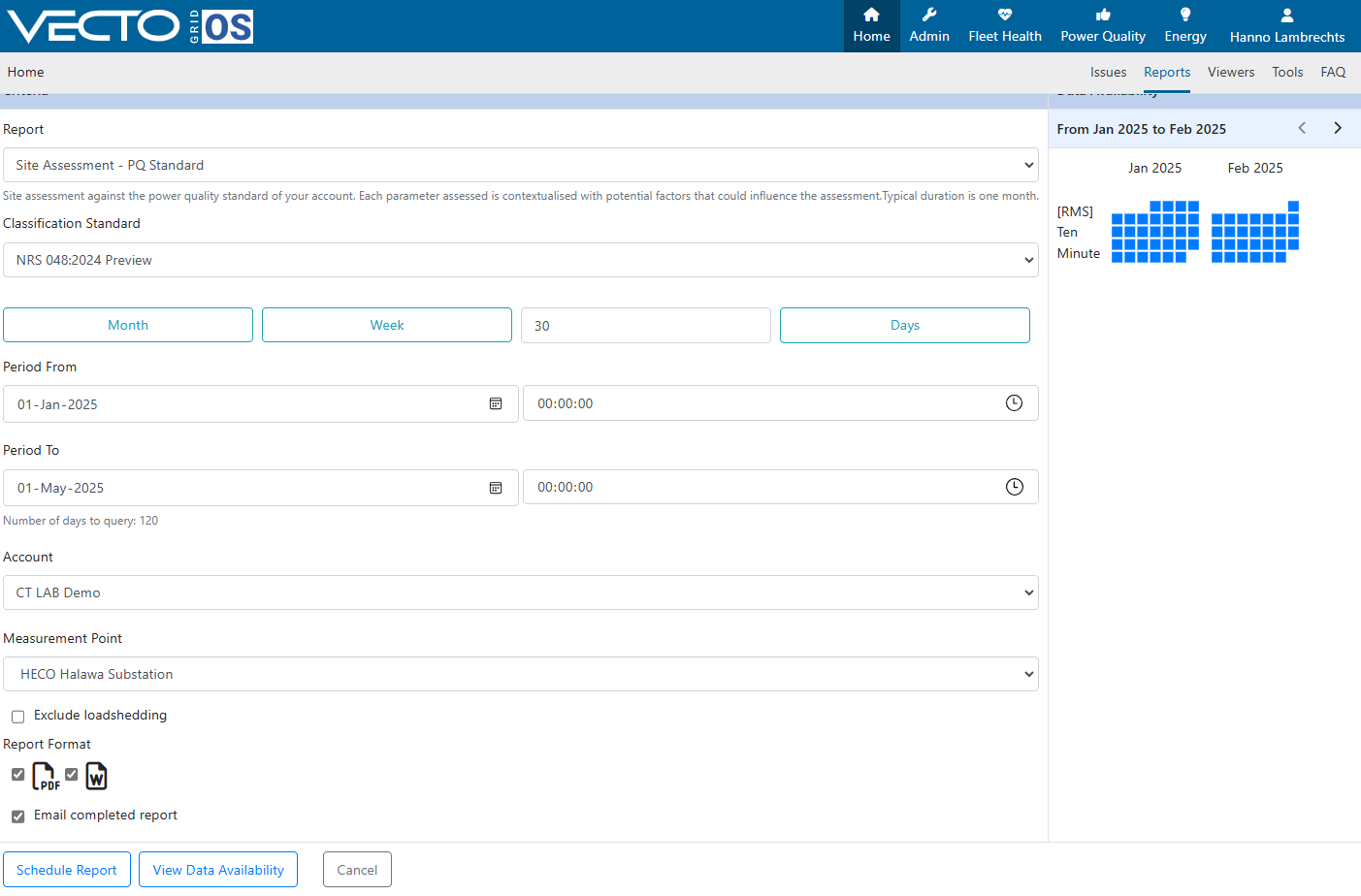 VGOS Reports Screenshot