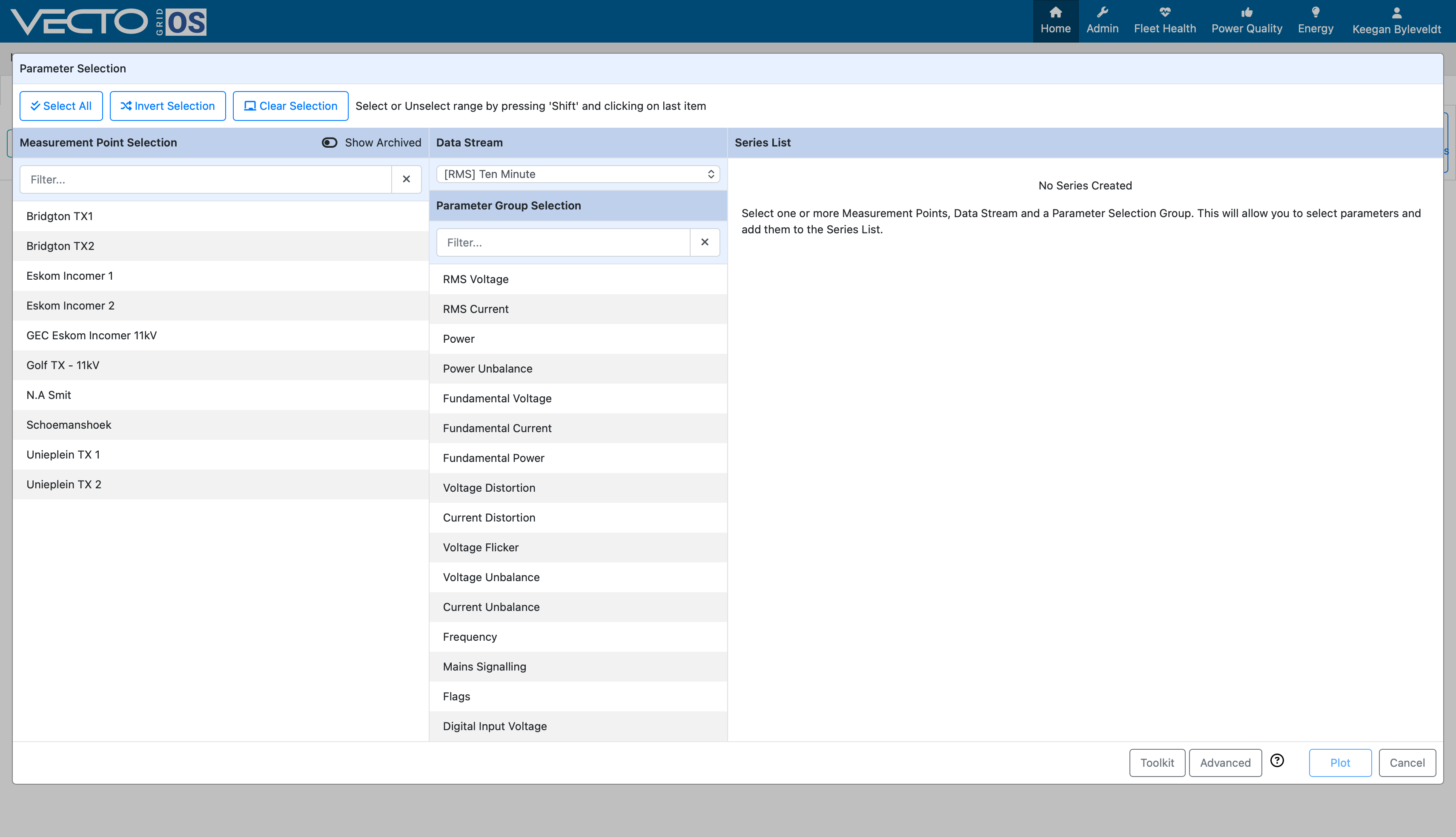 Trend Data Stream selector
